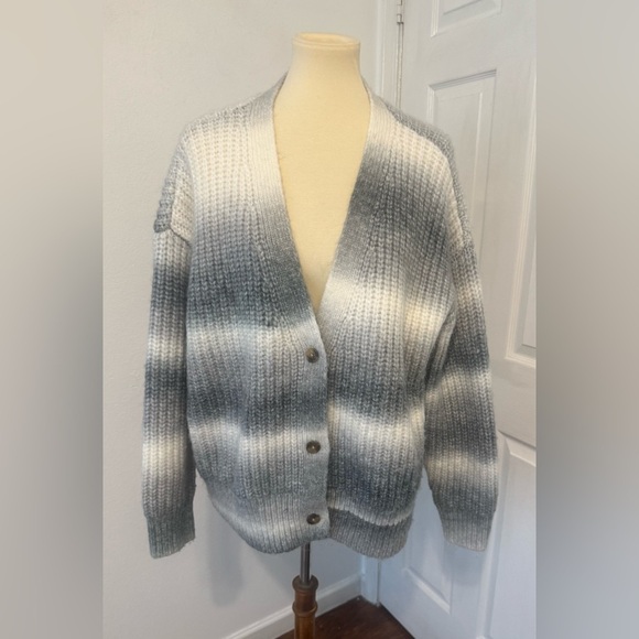 Lucky Brand Ombre Striped Cardigan V Neck Cozy Relaxed Loose Size XXL - Picture 1 of 13